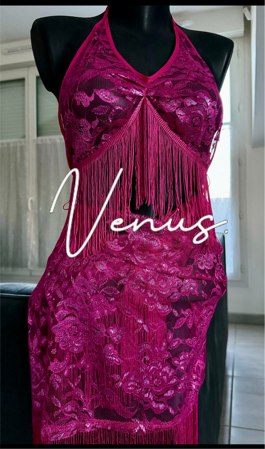 Ensemble venus rose dentelle